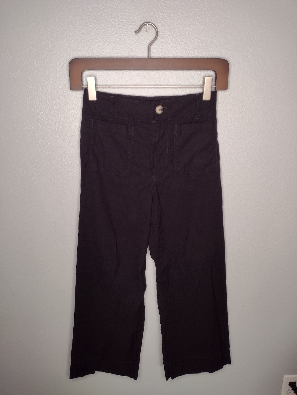 Maeve Women's Size 28 Black Linen Blend The Colette Wide Leg Stretch Pants C